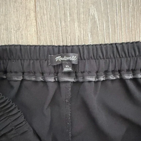 Madewell Pull-On Straight Pants Crepe Black Elastic Waist Drapey Relaxed XL Work - Picture 2 of 7